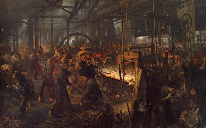 А. Менцель, «Железопрокатный завод», 1872–1875. Иллюстрация, не пейзаж страны.