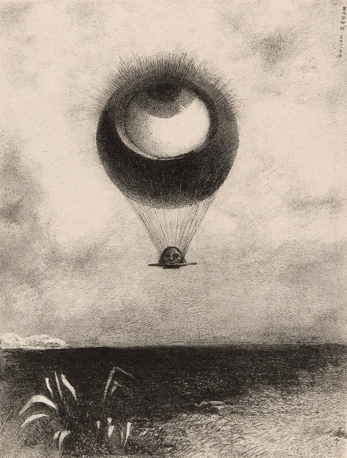 О. Редон, «Глаз, как странный воздушный шар…», 1882